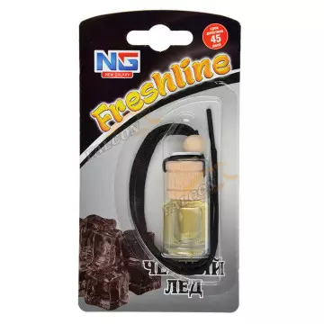 Ароматизатор подвес жидкий (NEW GALAXY) Чёрный Лёд Бутылочка (дерево+стекло) FRESHLINE