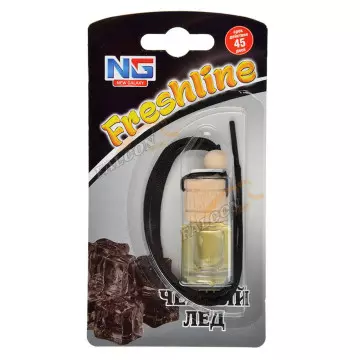 Ароматизатор подвес жидкий (NEW GALAXY) Чёрный Лёд Бутылочка (дерево+стекло) FRESHLINE