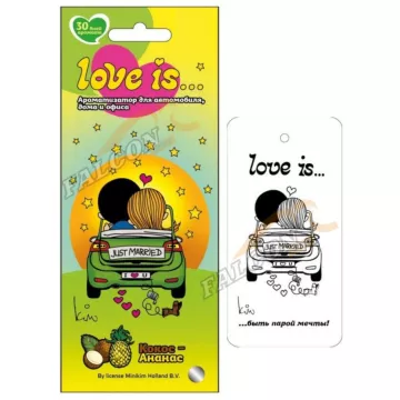 Ароматизатор подвес картон (LOVE IS) КОКОС-АНАНАС LIK0008