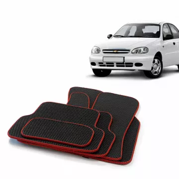 Коврики салона CHEVROLET Lanos, 2002-09 EVA,черные/окант красн. CS20