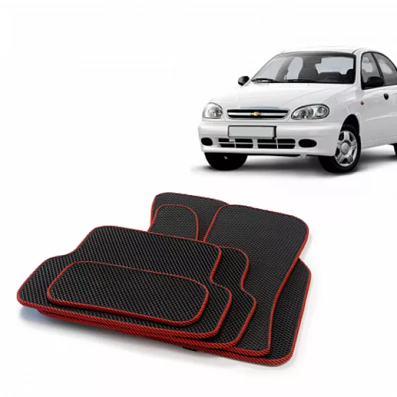 Коврики салона CHEVROLET Lanos, 2002-09 EVA,черные/окант красн. CS20