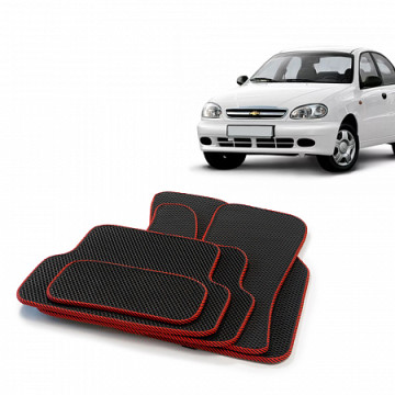 Коврики салона CHEVROLET Lanos, 2002-09 EVA,черные/окант красн. CS20