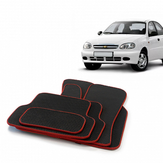 Коврики салона CHEVROLET Lanos, 2002-09 EVA,черные/окант красн. CS20