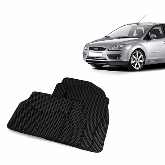 Коврики салона FORD Focus 2 (C307), 2002-11, EVA,черные/окант черная.DRIVE CS20