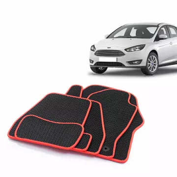 Коврики салона FORD Focus 3 (С346), 2010-18 EVA,черные/окант красн. CS20
