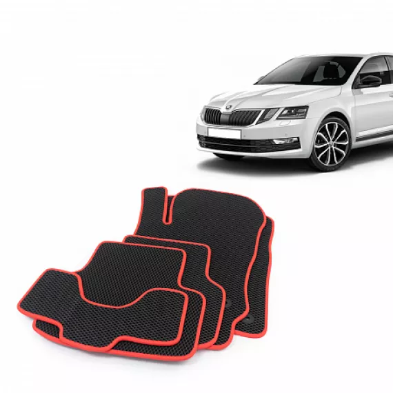 Коврики салона SKODA Octavia III (A7/5E), с 2013 с перем EVA,черные/окант красн. CS20