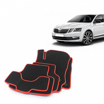 Коврики салона SKODA Octavia III (A7/5E), с 2013 с перем EVA,черные/окант красн. CS20