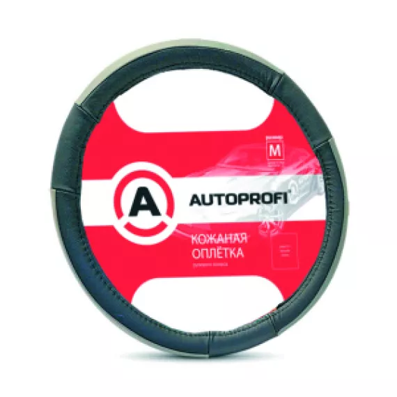 Оплетка руля AUTOPROFI (М) АР-678 кожа черн.-сер.