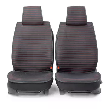 Накидка CarPerformance, каркасн. fiberflax (лен) средн плет, гориз простр, чёр/крас пер. 2 шт CUS-2022 BK/RD