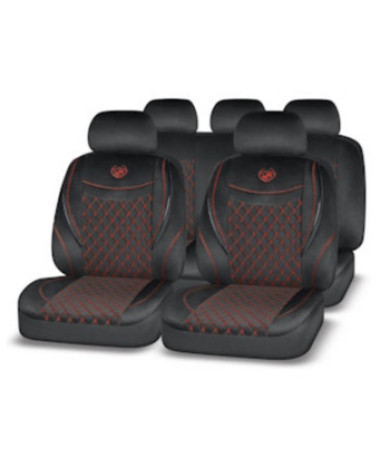 Чехлы AUTOPREMIER ELEGANT черный/красная нить, алькантара, 6 молний, 11 предм.