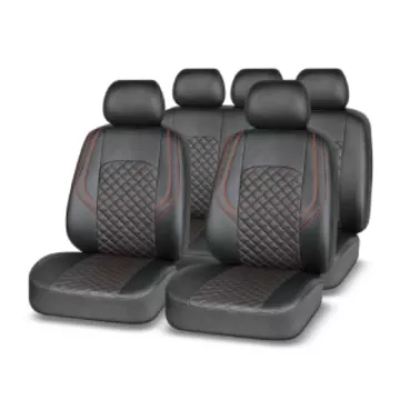 Чехлы AUTOPREMIER GRAND черный/красный, экокожа, 3 молнии,11 предм.