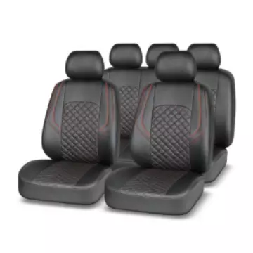 Чехлы AUTOPREMIER GRAND черный/красный, экокожа, 3 молнии,11 предм.