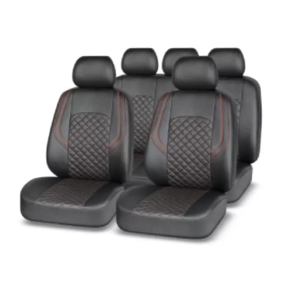 Чехлы AUTOPREMIER GRAND черный/красный, экокожа, 3 молнии,11 предм.