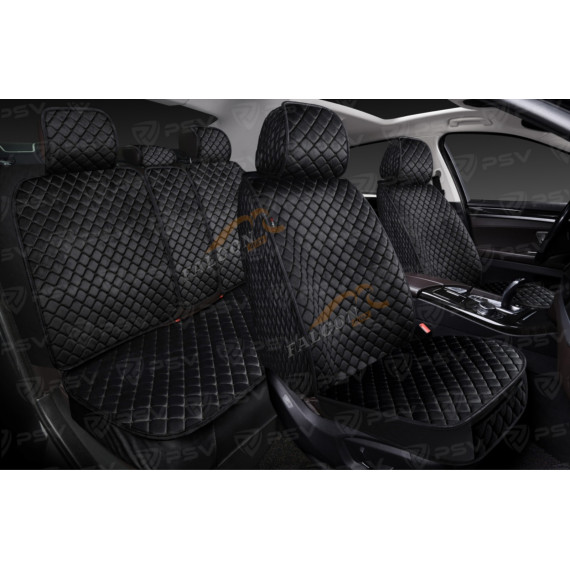 Чехлы-накидки 5D (PSV) V001EL (Чёрный/Чёрный строчка), на весь салон
