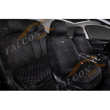 Чехлы-накидки 5D (PSV) Velur (Черный/Красная строчка), комплект на весь салон, велюр