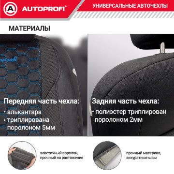 Чехлы универсальные ALCANTARA черн/синий AUTOPROFI
