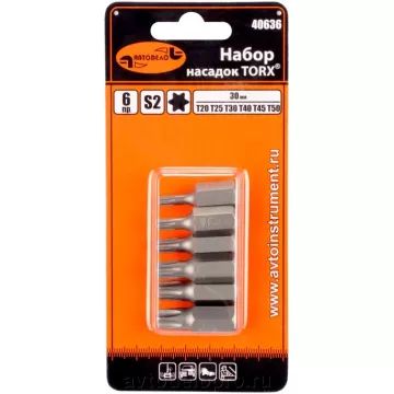 Вставки набор Torx L 30 мм 6 пр (АвтоДело) (12285) 40636