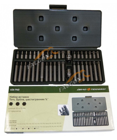 Вставки набор разнопрофильные 3/8" 40 пр (ДТ) (626940)