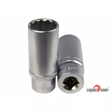 Головка 12 граней удлиненная 24мм 1/2" СЕРВИС КЛЮЧ