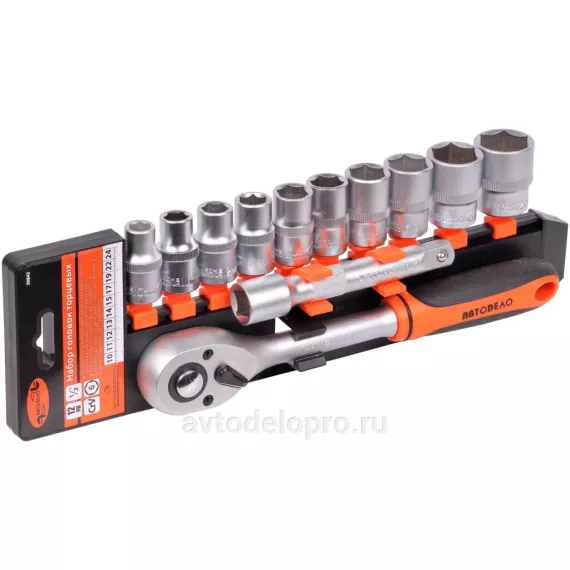 Головки набор 1/2" 6 гр 12 пр (АвтоДело) с трещоткой холдер (14559) 39842