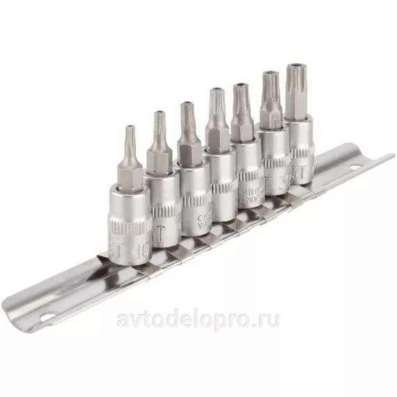 Головки набор 1/4" Torx 7 пр со вставками (АвтоДело) планка (11621) 39838