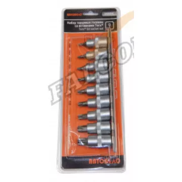 Головки набор 1/2" Torx 9 пр со вставками (АвтоДело) планка (13339) 39835