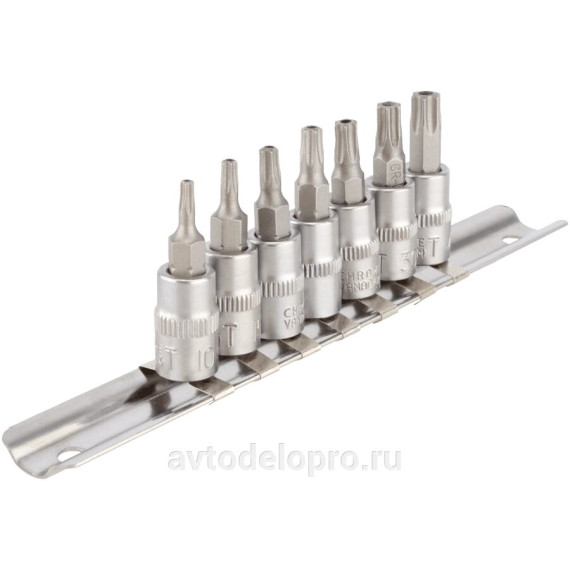 Головки набор 1/4" Torx 7 пр со вставками (АвтоДело) планка (11621) 39838
