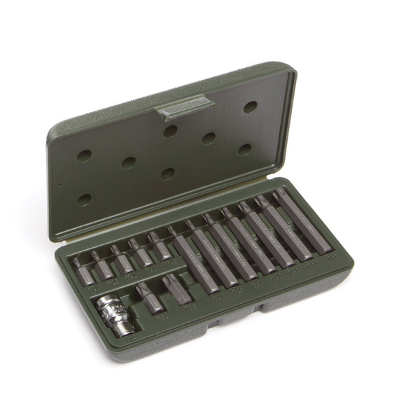 Набор вставок 3/8" Torx15 предмет Т20,Т25,Т30,Т40,Т45,Т50,Т55 L=30 и 75 мм с перех.1/2" 25/1