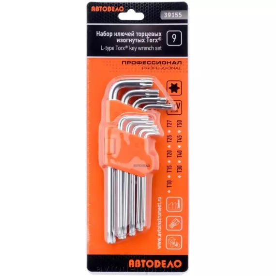 Набор ключей TORX 9 пр (Т10-50) сред (АвтоДело) (14640) 39155
