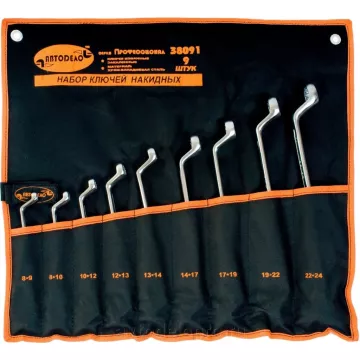 Набор ключей накид 9 пр (6x7 - 22x24) (АвтоДело) Professional сумка (10446) 38091