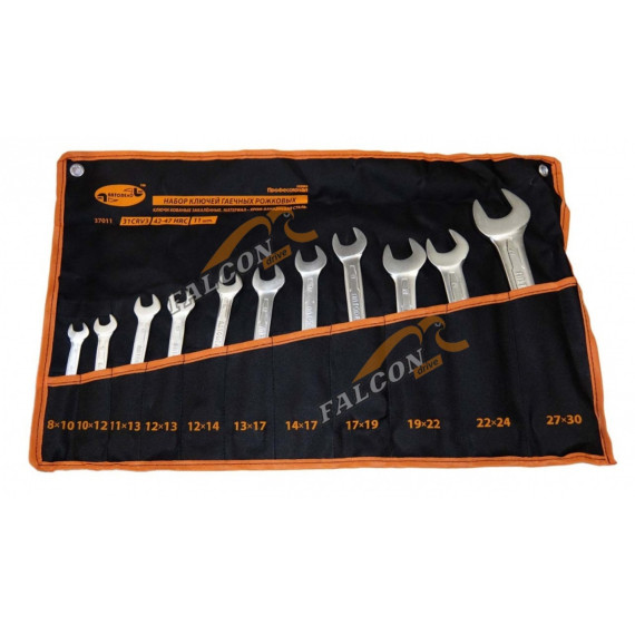 Набор ключей рожков 11 пр (8x10 - 27x30) (АвтоДело) Professional сумка (10863) 37011