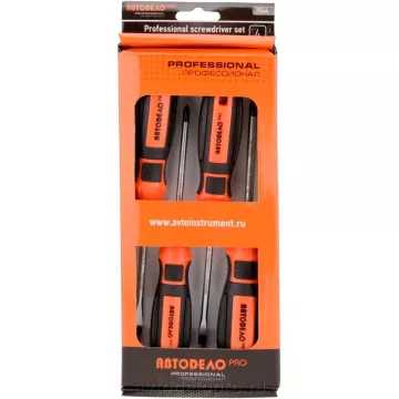 Отвертки набор (шл 5.5x75, 6.5x100, РН1х75, РН2х100) 4 шт (АвтоДело) Professional (14857) 39544
