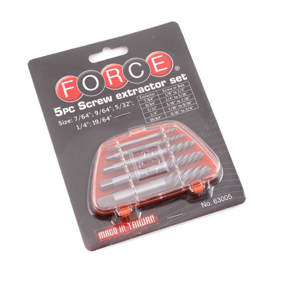 Набор экстракторов 7/64", 9/64", 5/32", 1/4", 19/64" 5 шт (Force) 63005