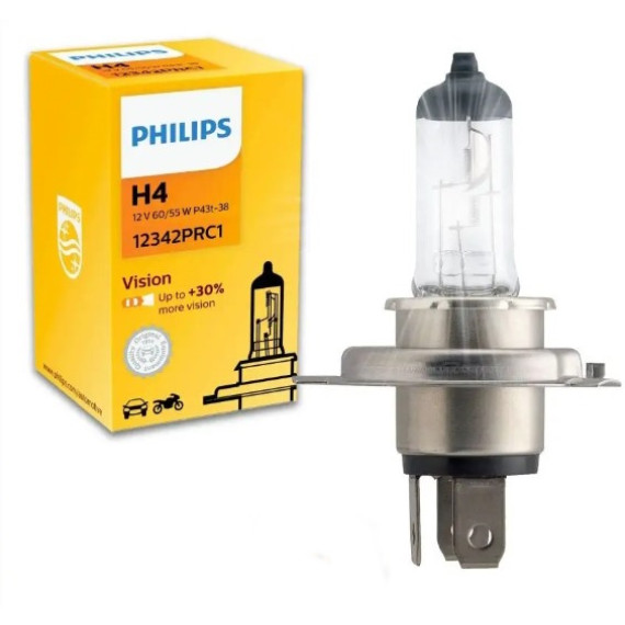 Лампа галог H4 12V60/55W +30%(PHILIPS) Vision 12342PRC1