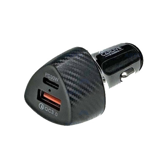 Разъём "Штекер" прикуривателя под USB +Type-C 20W 12-24V(чёрный)CARLIVE