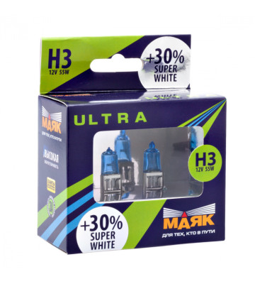 Лампа H-3 12V 55W+30% МАЯК ULTRA Super White